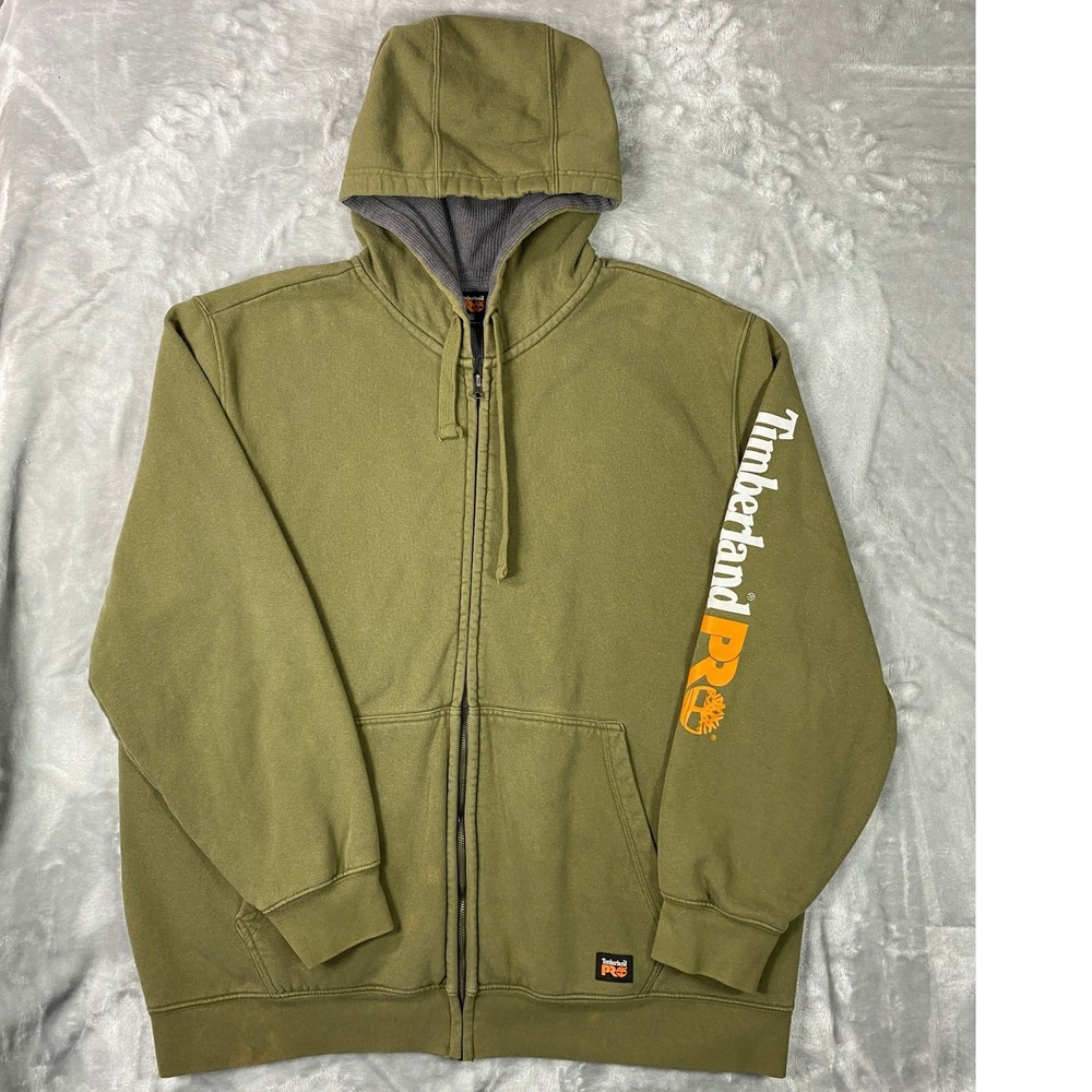 Timberland PRO Hood‎ Honcho Mens XL Dark Green Heavyweight Thermal Zip Hoodie